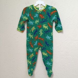 🌻 Kidgets Green Gecko Print Footed Zipper Front Pajamas Size 18 months